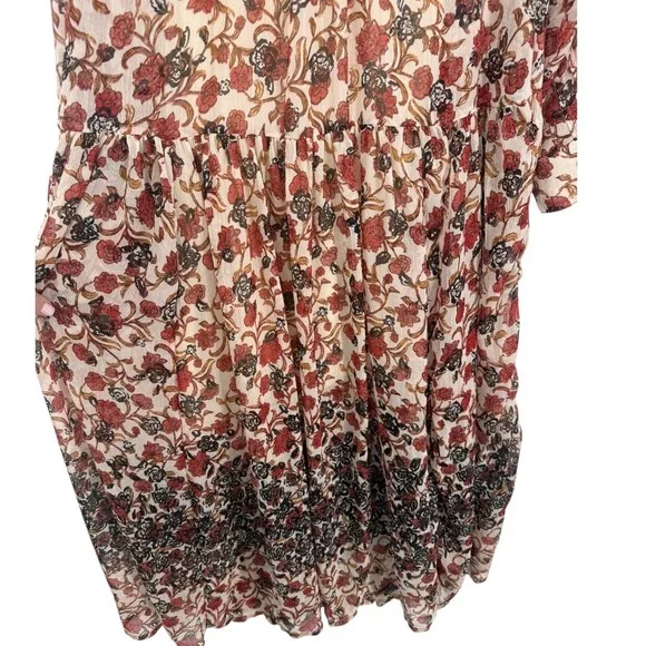 Free People See It Through Long Sleeve Floral Maxi Dress Size Small Bohemian - Picture 11 of 16